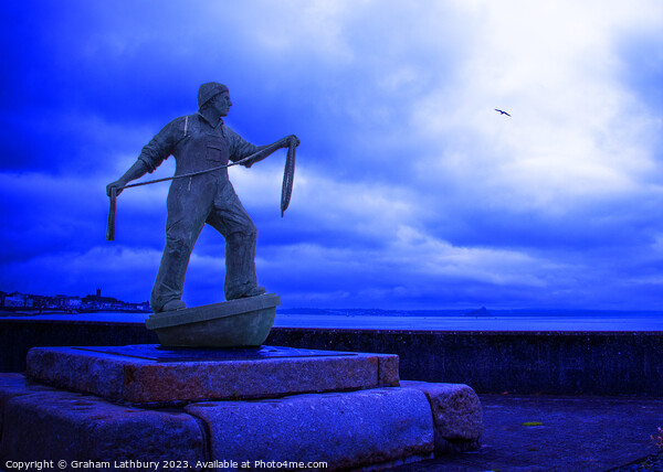 Newlyn Fisherman Statue Picture Board by Graham Lathbury