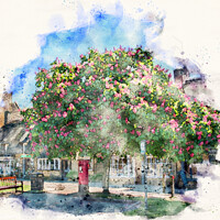 Buy canvas prints of Broadway Cotswolds Watercolour by Graham Lathbury