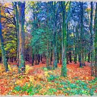 Buy canvas prints of Autumnal Forest Watercolour by Graham Lathbury