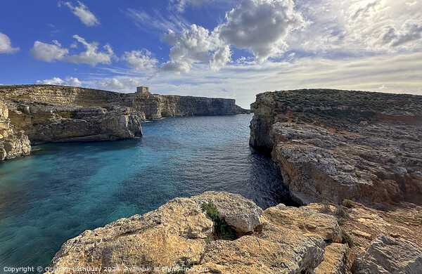 St Mary's Tower Comino Picture Board by Graham Lathbury