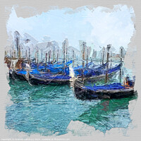Buy canvas prints of Venetian Gondolas - watercolour by Graham Lathbury