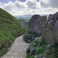 Buy canvas prints of Footpath view from Corfe castle by Graham Lathbury
