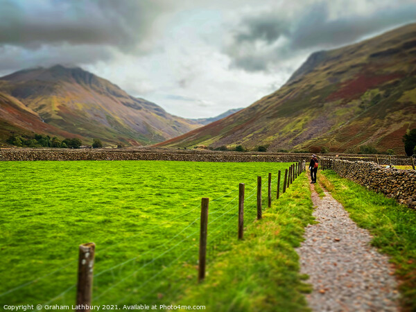 Lone Walker in Wasdale, Lake District Picture Board by Graham Lathbury