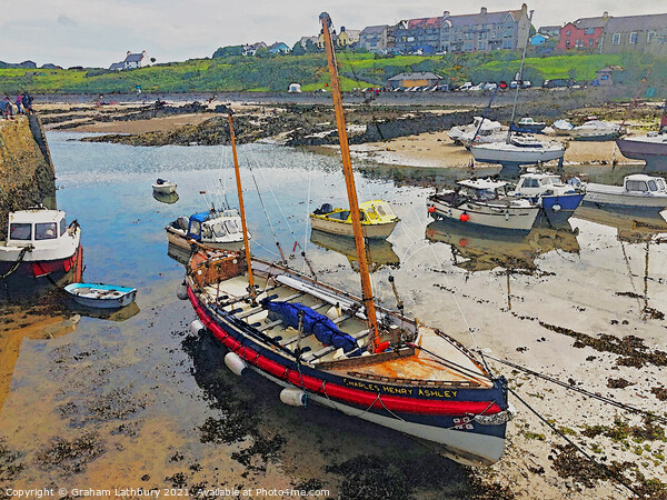 Watercolour Cemaes Harbour, Anglesey Picture Board by Graham Lathbury