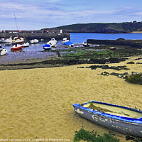Buy canvas prints of Watercolour Cemaes Harbour, Anglesey by Graham Lathbury