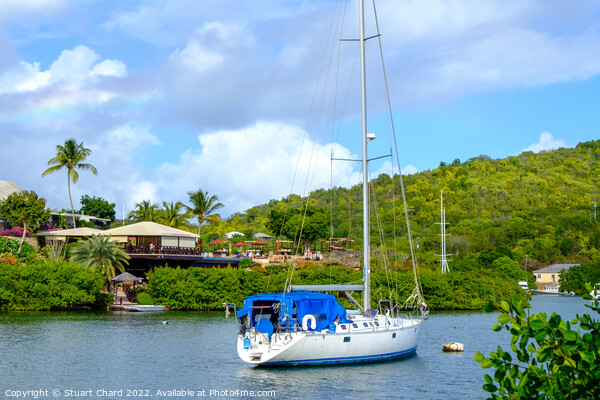 Sailing boat in the Caribbean island of Antigua Picture Board by Stuart Chard