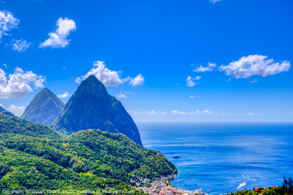 The Pitons and Soufriere Bay on St Lucia Picture Board by Travel and Pixels 