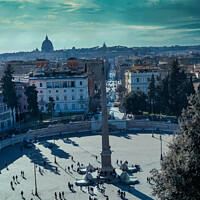 Buy canvas prints of Scenic View of Piazza del Popolo Square from the Terrace of Pincio in Villa Borghese by Stuart Chard