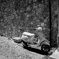 Buy canvas prints of Scooter in Rhodes Old Town by Stuart Chard