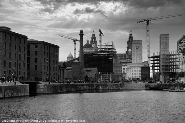 Liverpool skyline cityscape in black and white Picture Board by Travel and Pixels 