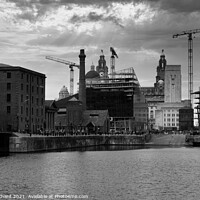 Buy canvas prints of Liverpool skyline cityscape in black and white by Stuart Chard