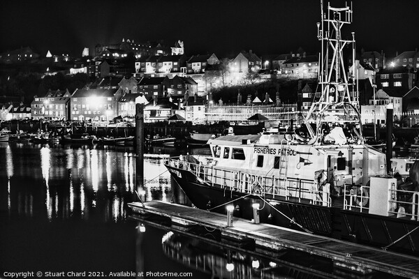 Black and white photograph of Whitby harbour at ni Picture Board by Travel and Pixels 