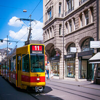 Buy canvas prints of City Tram in Basel Switzerland by Stuart Chard