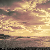 Buy canvas prints of River estuary with dunes,coastline and  beach at Hayle in North Cornwall, England. Photograph with dramatic clouds and sky  by Stuart Chard