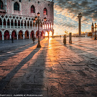 Buy canvas prints of St Marks Square Venice at sunrise by Stuart Chard