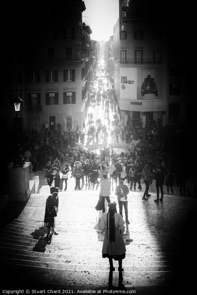 The Spanish Steps in black and white, Rome italy Picture Board by Stuart Chard