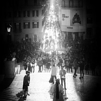 Buy canvas prints of The Spanish Steps in black and white, Rome italy by Stuart Chard