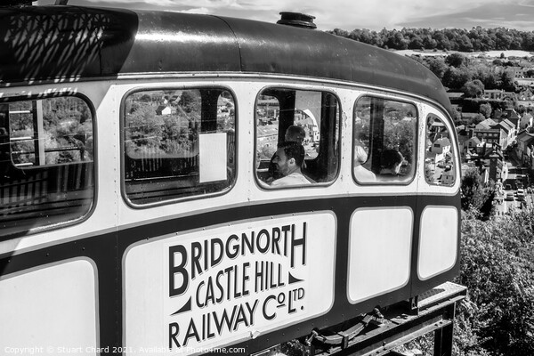 Bridgnorth cliff railway - black and white photogr Picture Board by Stuart Chard