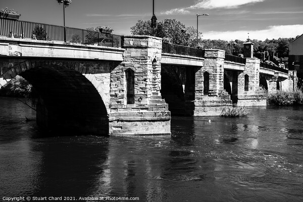 River Severn bridge Bridgnorth Shropshire, black a Picture Board by Stuart Chard