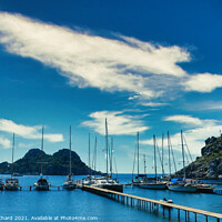 Buy canvas prints of Bay with boats on a jetty by Stuart Chard
