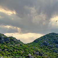Buy canvas prints of Dramatic mountain and eagle by Stuart Chard
