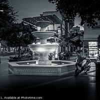 Buy canvas prints of marmaris town centre in black and white at night by Stuart Chard