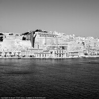 Buy canvas prints of Grand Harbour Valletta in Malta - Black and White by Stuart Chard