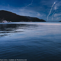 Buy canvas prints of Lightening at sea by Stuart Chard