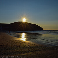Buy canvas prints of Sunshine over Portreath beach. by Sam Plowright