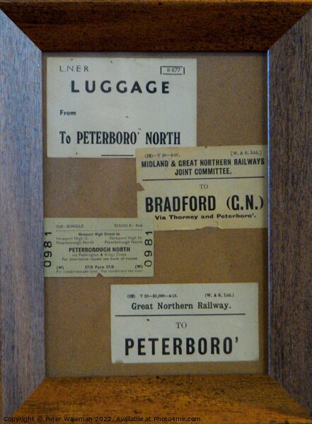Vintage L.N.E.R and G.N.R train tickets to Peterborough in a frame Picture Board by Peter Wiseman
