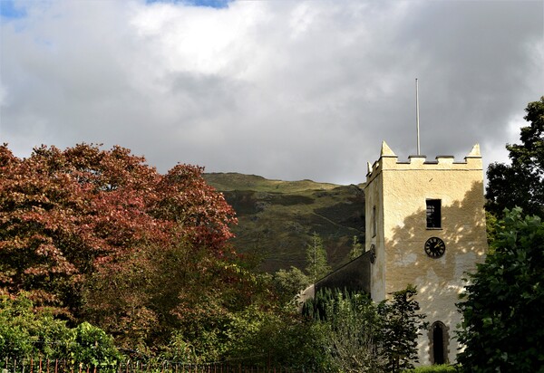 St Oswald's Church  in the village of Grasmere, in the Lake District, Cumbria, England. Picture Board by Peter Wiseman