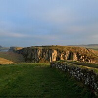 Buy canvas prints of Autumn evening sun on Hadrian's Wall by Peter Wiseman
