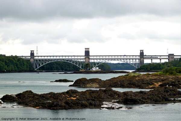 Britannia Bridge, Anglesey, North Wales.  Picture Board by Peter Wiseman