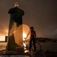 Buy canvas prints of Riding a bicycle through Mallorcan storm by Genia Tkacheva