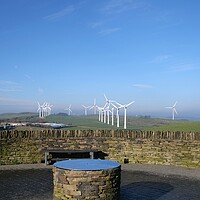Buy canvas prints of Wind farm Royd Moor Holmfirth by Roy Hinchliffe