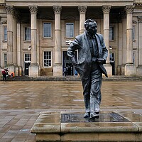 Buy canvas prints of Harold Wilson statue Huddersfield by Roy Hinchliffe