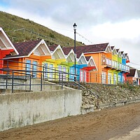 Buy canvas prints of Beach huts in Scarborough by Roy Hinchliffe