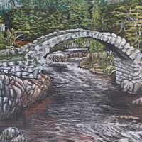 Buy canvas prints of Old Packhorse Bridge, Carrbridge, Scotland by Trevor Whetstone