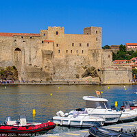 Buy canvas prints of Château Royal de Collioure, a French royal castle in the town of Collioure, France by Chun Ju Wu