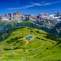 Buy canvas prints of Landscape of mountains of Alps in summer with green meadow in Portes du Soleil, Switzerland, Europe by Chun Ju Wu