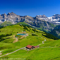 Buy canvas prints of Landscape of mountains of Alps in summer with green meadow in Portes du Soleil, Switzerland, Europe by Chun Ju Wu