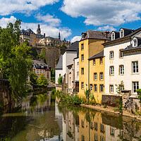 Buy canvas prints of View of Grund district and Alzette river in Luxembourg City by Chun Ju Wu