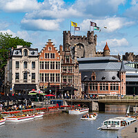 Buy canvas prints of Boat cruise on river Leie in Ghent, Belgium by Chun Ju Wu