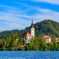 Buy canvas prints of Bled Island on Lake Bled, a popular tourist destination in Slovenia by Chun Ju Wu