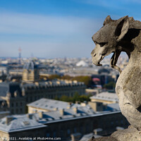 Buy canvas prints of The Gargoyles of Notre Dame Cathedral overlooking Paris, France by Chun Ju Wu