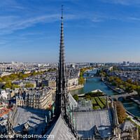 Buy canvas prints of Panoramic view of the center tower from the top of Notre Dame Cathedral in Paris, France by Chun Ju Wu