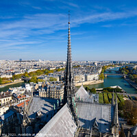 Buy canvas prints of View of the center tower from the top of Notre Dame Cathedral in Paris, France by Chun Ju Wu