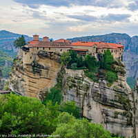 Buy canvas prints of Monastery of Varlaam on the rock, the second largest Eastern Orthodox monastery in Meteora, Greece by Chun Ju Wu