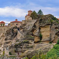 Buy canvas prints of Monastery of Varlaam on the rock, the second largest Eastern Orthodox monastery in Meteora, Greece by Chun Ju Wu