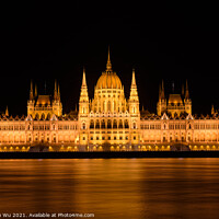 Buy canvas prints of Night view of Hungarian Parliament Building on the banks of the Danube, Budapest, Hungary by Chun Ju Wu